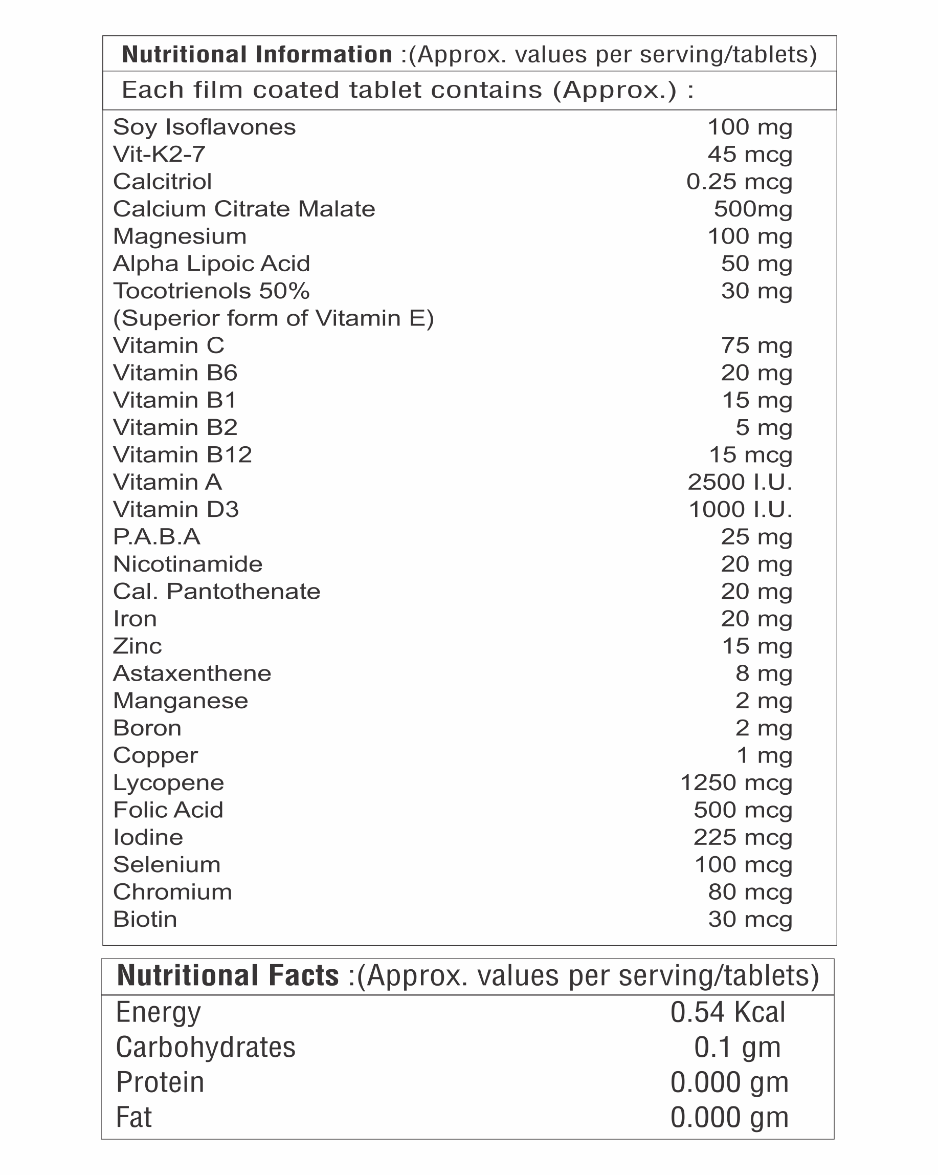 Soy Isoflavones With Vitamin K2-7 With Boron With Magnesium And Biotin Tablet