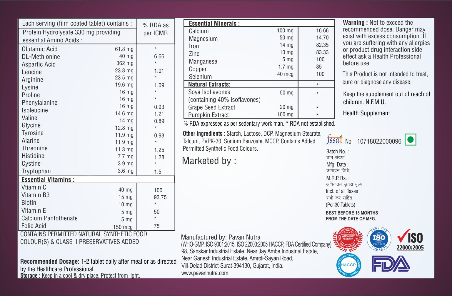 Glutamic Acid With Tryptophan Tablet