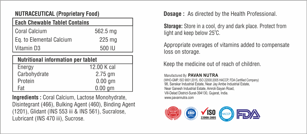 Coral Calcium And Vitamin D3 Chewable Tablet