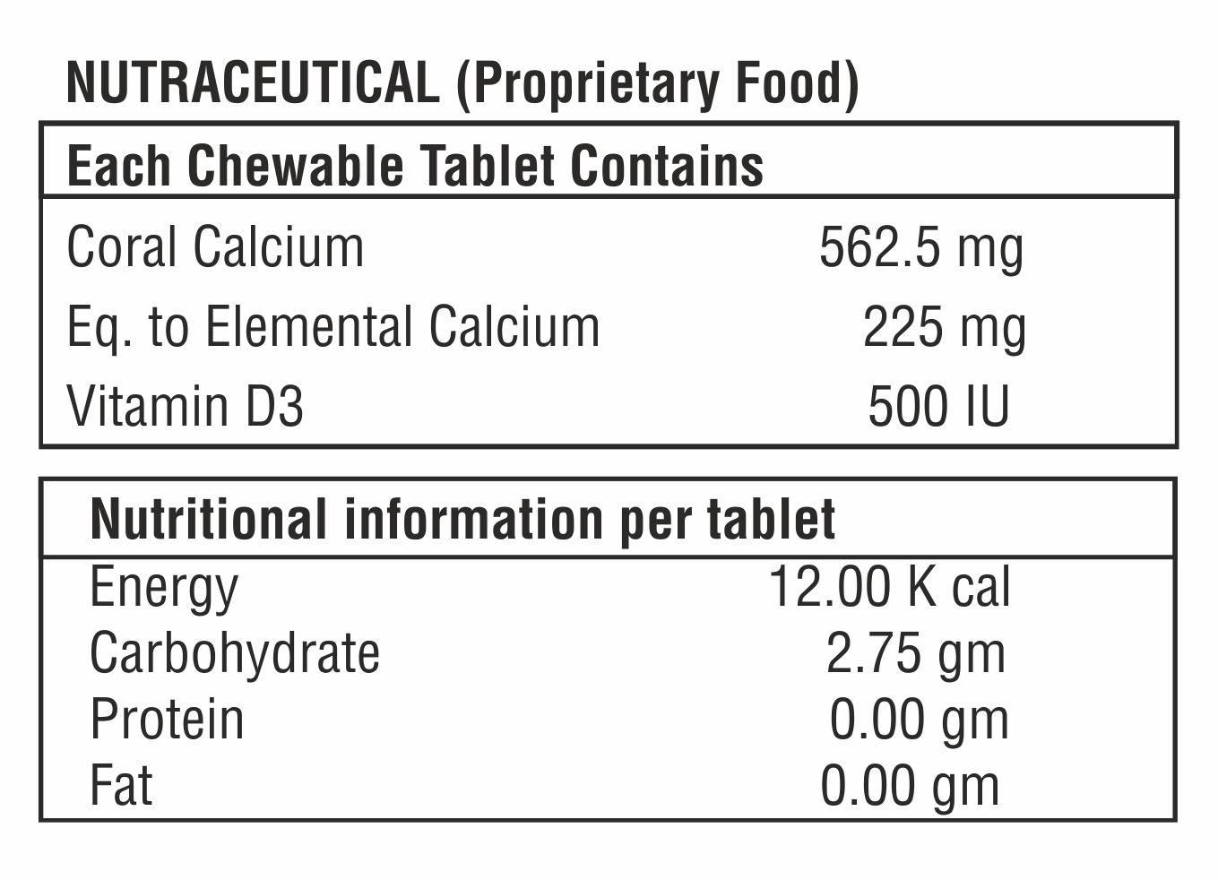 Coral Calcium And Vitamin D3 Chewable Tablet