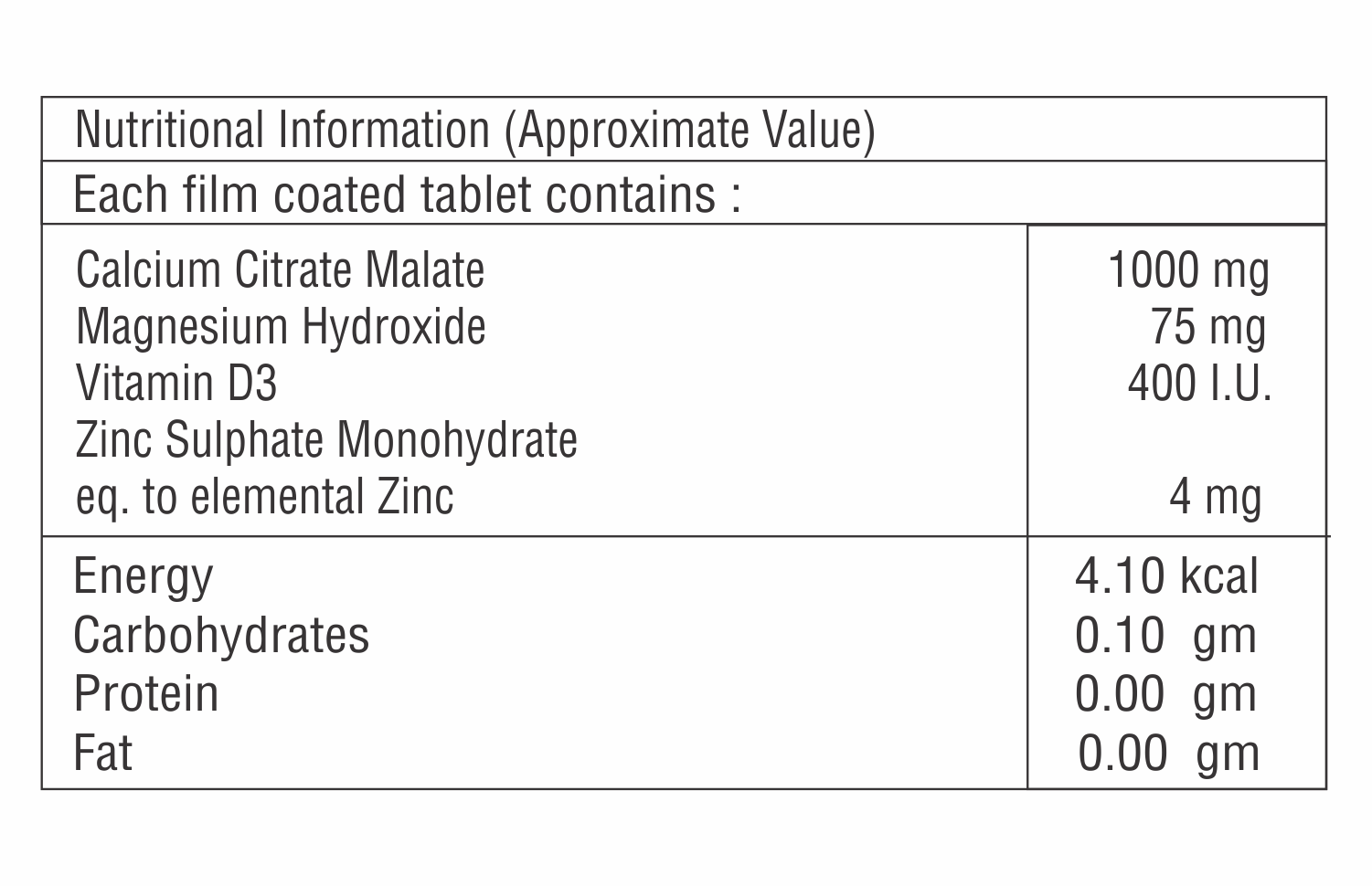 Ccm With Magnesium Hydroxide And Vitamin D3 Tablet