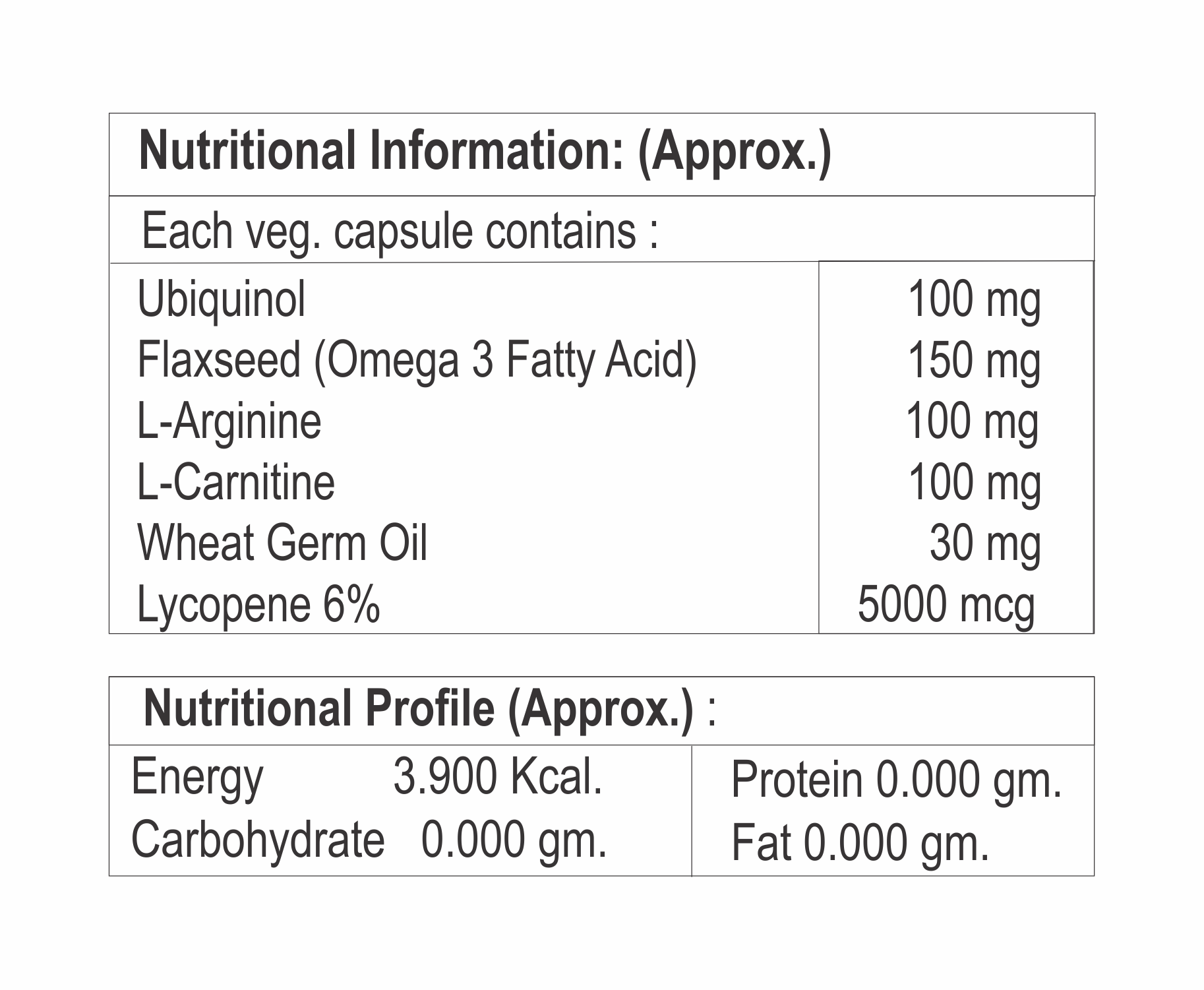 Co-enzyme 10 With L-carnitine And Wheat Germ Oil Capsule