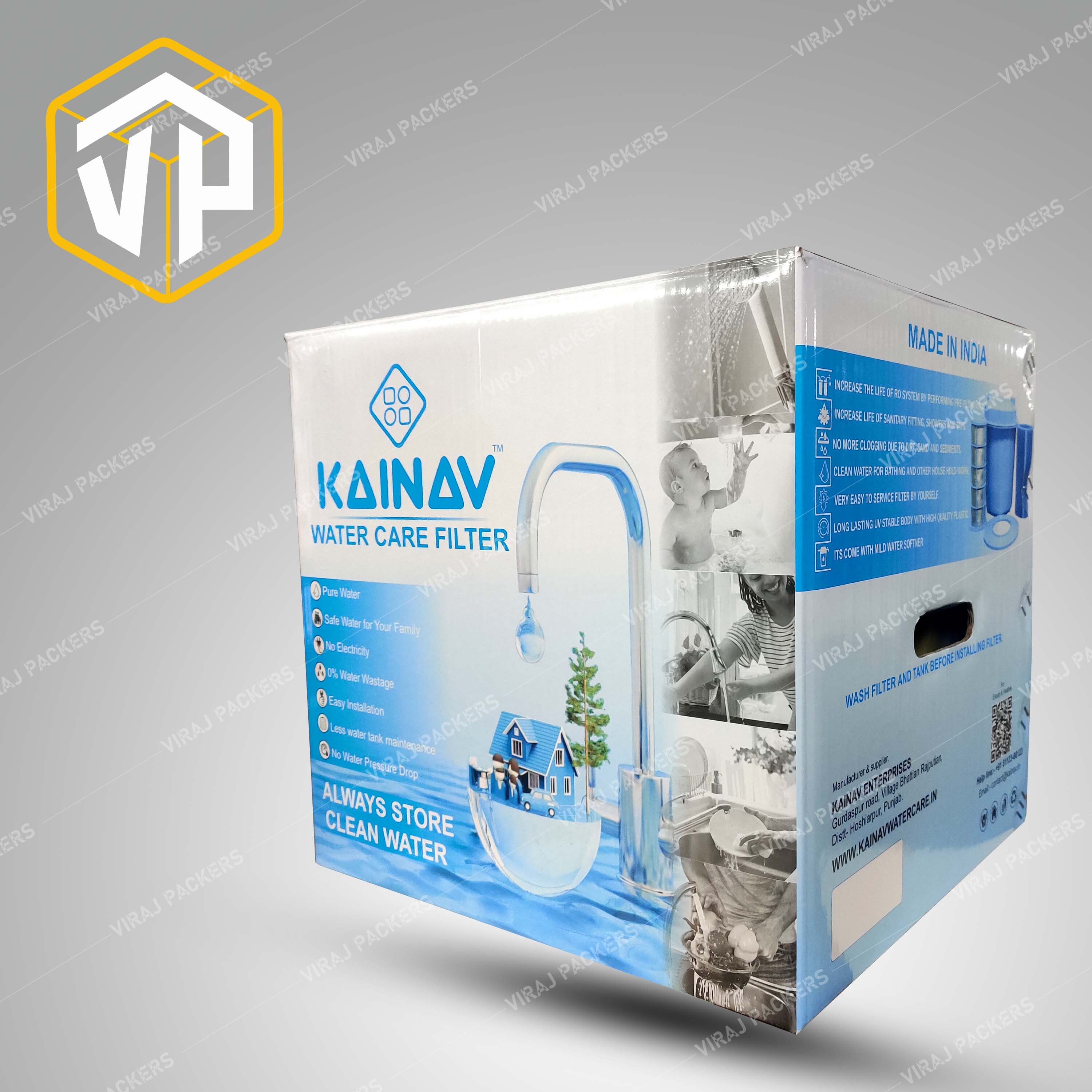 Customized Water Filter Packaging Box - Paper Material | Eco-friendly, Printed Patterns, Uv Offset Printing, Personalized Branding, Decorative Textures