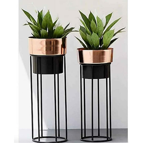 Planter With Stand - Various Sizes, Golden Hand-built Design | Modern Indoor Decoration Theme