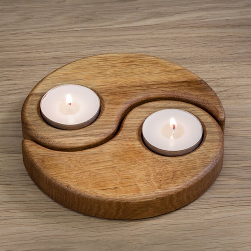 Wooden Tealight Holder - Round Shape, Different Sizes Available - Modern Style, Elegant Brown Hue For Indoor Use