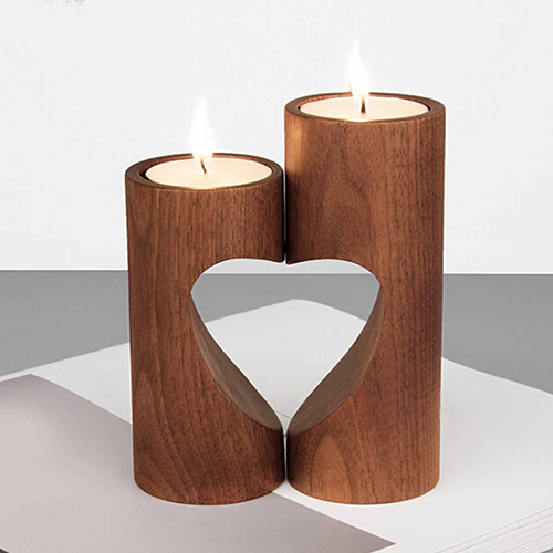 Wooden Tealight Holder - Round Shape, Different Sizes Available - Modern Style, Elegant Brown Hue For Indoor Use