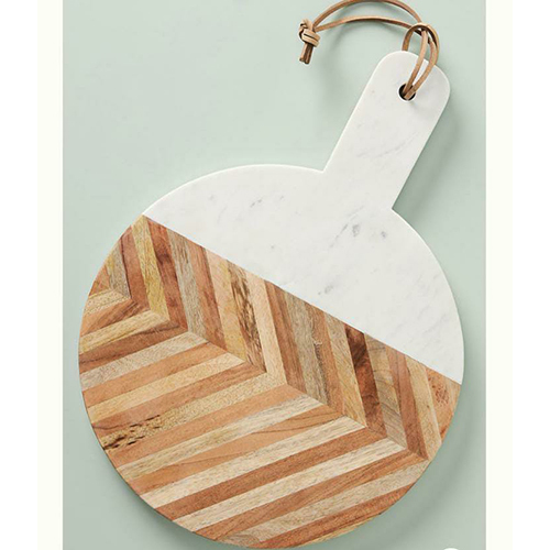 Stone And Wood Inlay Chopping Board - Different Sizes Available Brown Finish Modern Indoor Style