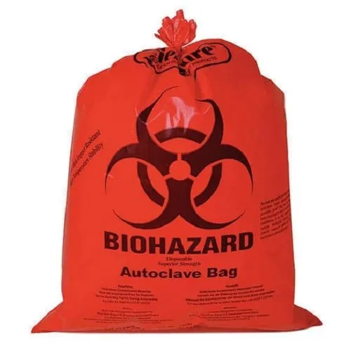 Printed Bio Hazard Garbage Bag - Color: Red