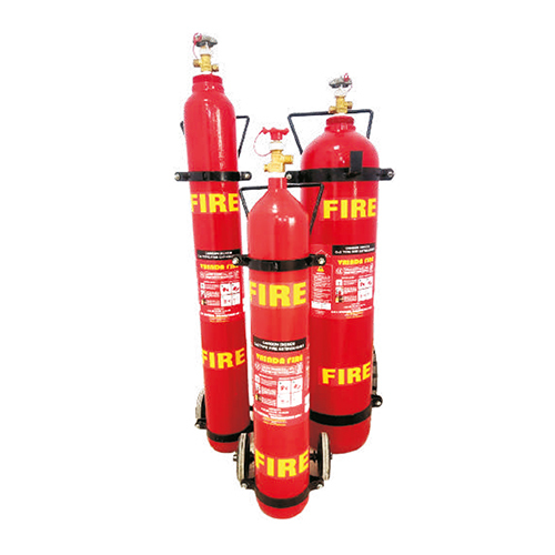 Carbon Dioxide Gas Fire Extinguisher - Durable Mild Steel, Wheel Mounted Design for Easy Transport, Bright Red Color for Emergency Visibility