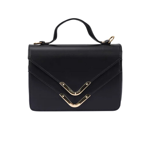 Ladies Trendy Leather Handbag - Color: Black