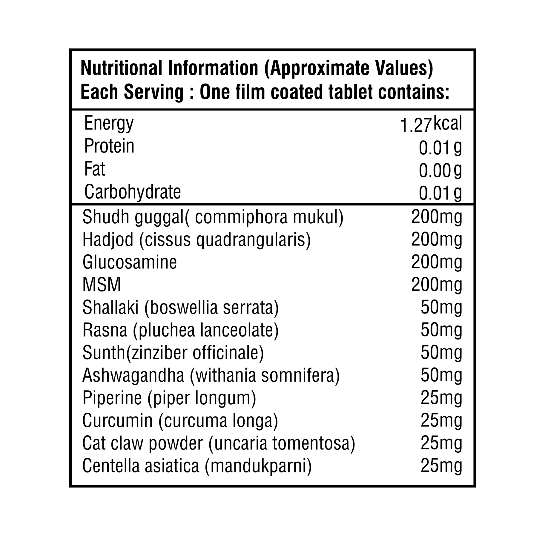Glucosamine With Msm And Curcumine Tablet
