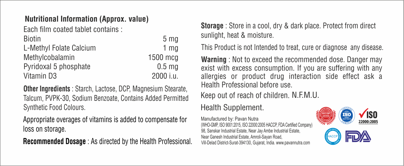 Biotin With Pyridoxal 5 Phosphate And Vitamin D3 Tablet
