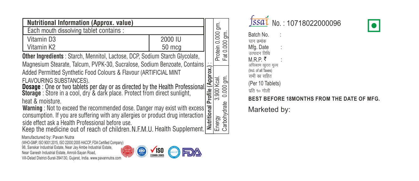 Vitamin D3 And Vitamin K2 Tablet