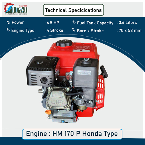 5.5 Hp Petrol Engine Multipurpose Model Ge-170p Recoil Start Dimension (L*w*h): 370x320x350 Millimeter (Mm)
