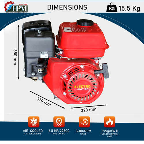 5.5 Hp Petrol Engine Multipurpose Model Ge-170p Recoil Start Dimension (L*w*h): 370x320x350 Millimeter (Mm)