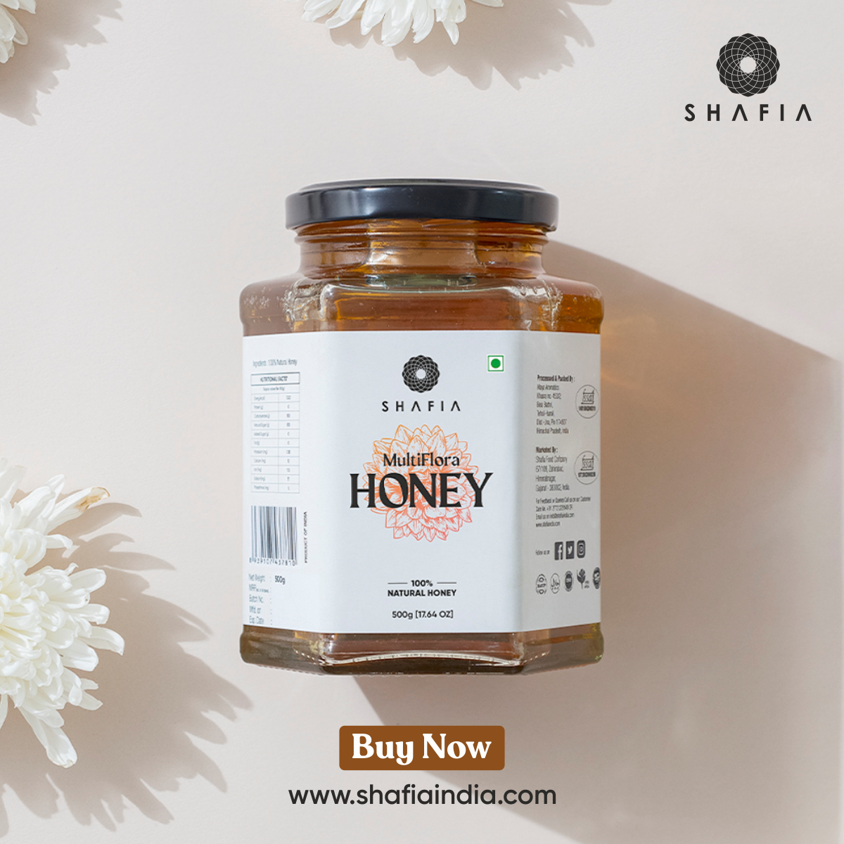 Multi Flora Honey - 225gm | Pure Organic Honey With 3.85% Diastase, 19.80% Moisture, 25.38 Hmf, 78.61% Reducing Sugar, Immune Boosting Benefits, Skin & Hair Enhancer