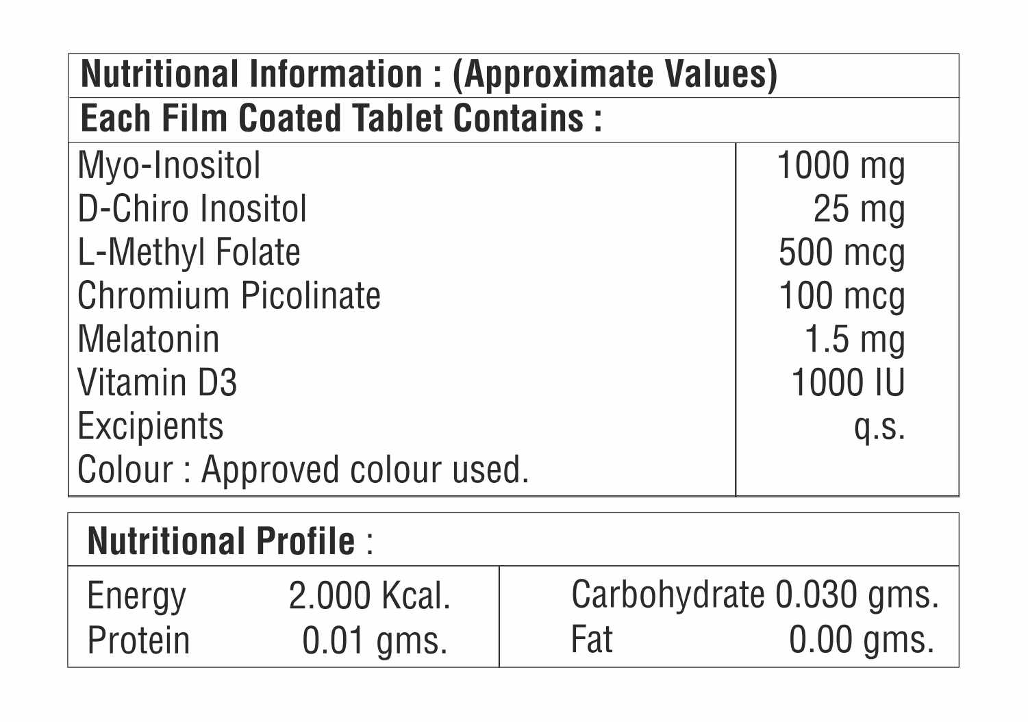 Myoinositol With D Chiro Inositol And Vitamin D3 Tablet
