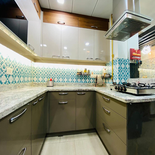 U Shape Acrylic High Gloss Kitchen - Color: As Per Availability