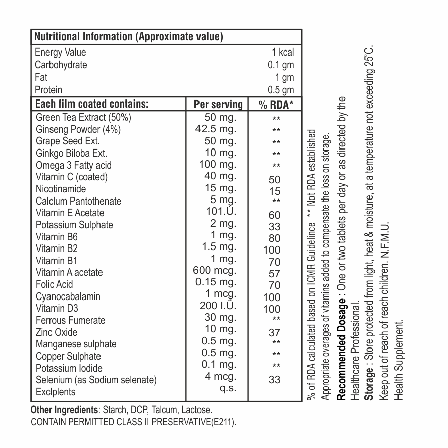 Green Tea Extract With Antioxidants And Elements Tablet