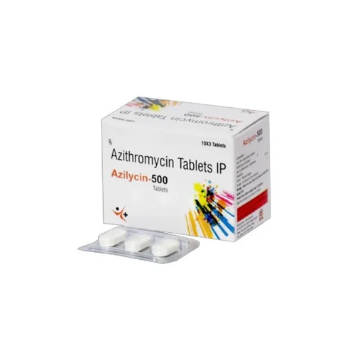 Azithromycin Tablets IP - 500 mg, Easy-to-Consume Tablets for General Medicine, Suitable for All, Store in Dry Place, Dosage as Per Healthcare Professional Suggestion