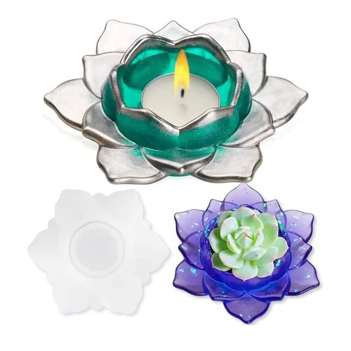 Lotus Tea Light Holder Mold For Resin Art - Resin Material, Various Sizes Available | Shaping Mode: Tea Light Holder, Ideal for Creative Projects