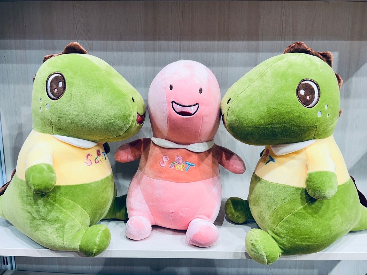Dinosaur Soft Toy - Color: Pink And Green