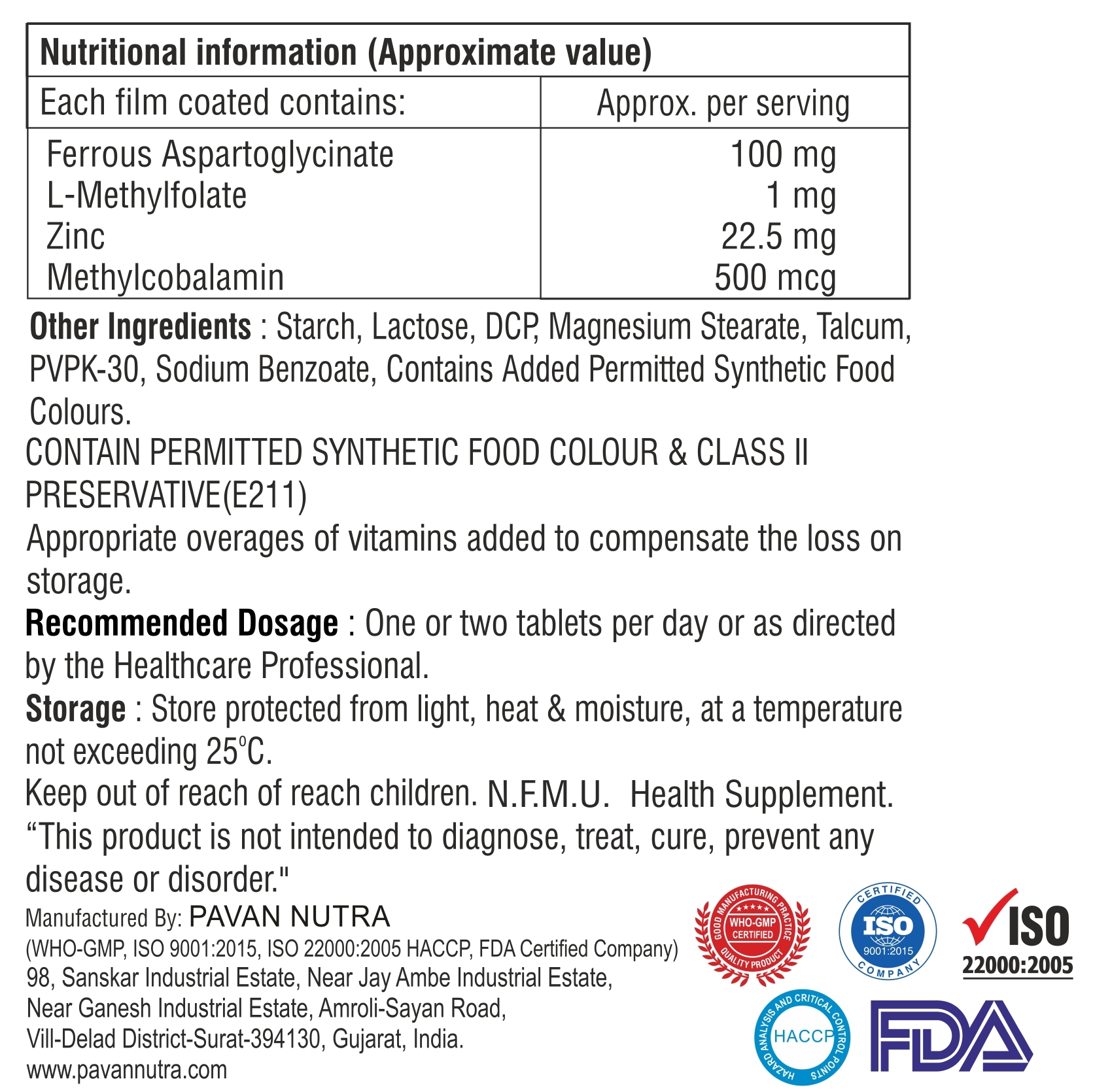 Ferrous Aspartoglycinate With Methylcobalamin Tablet