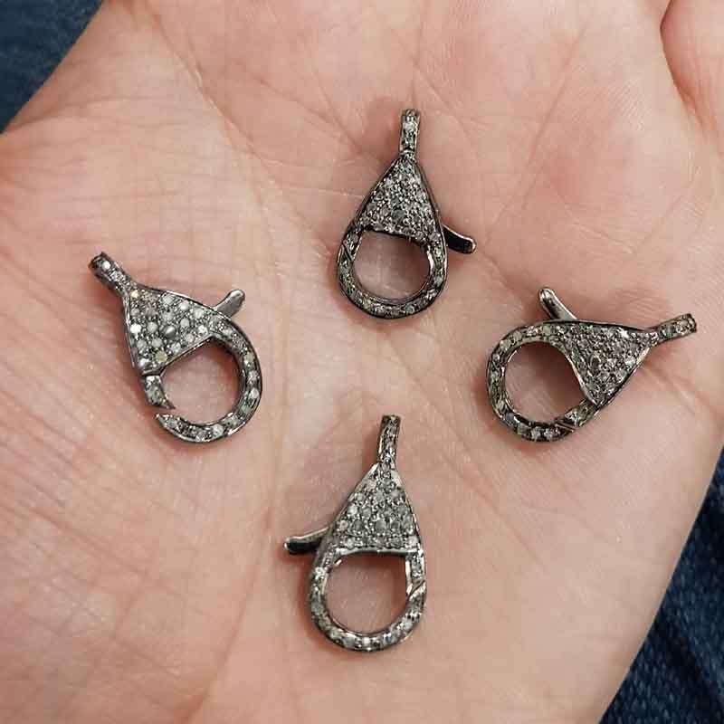 925 Starling Silver Handmade Pave Diamond Small Clasp Lock - Gender: Women