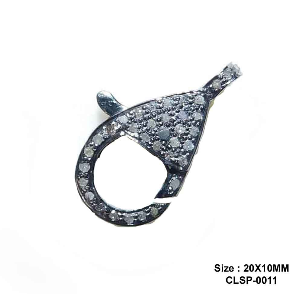 925 Starling Silver Handmade Pave Diamond Small Clasp Lock - Gender: Women