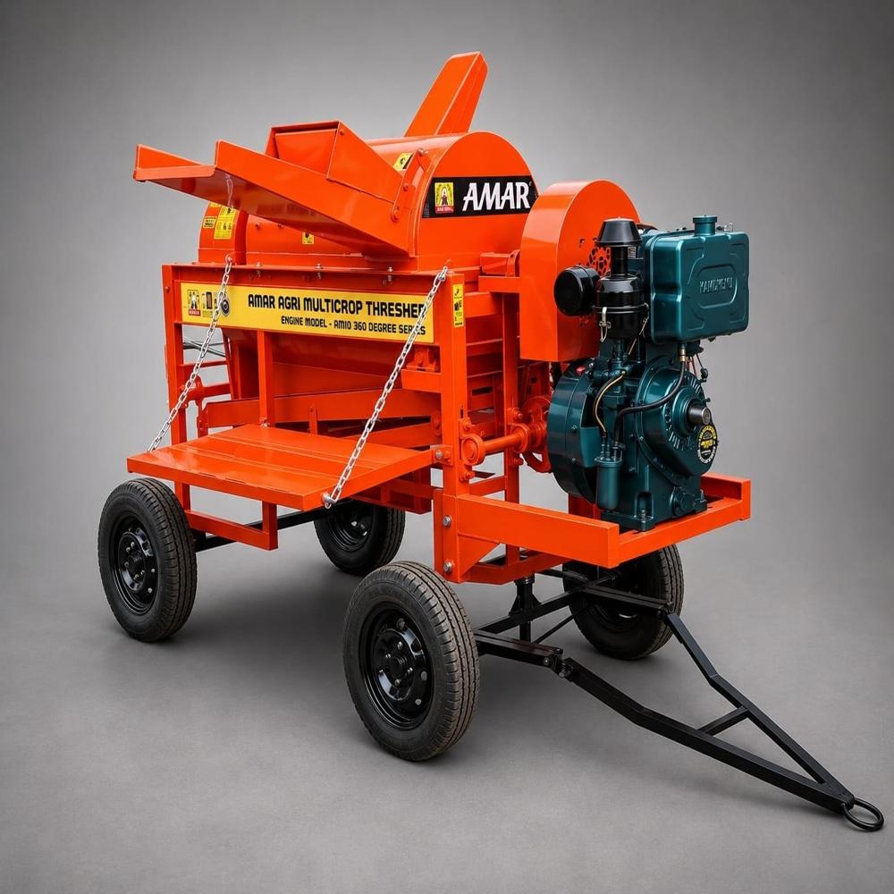 360 Degree 4 Tyre Model Multicrop Thresher - Capacity: 500-1000 Kg/Hr
