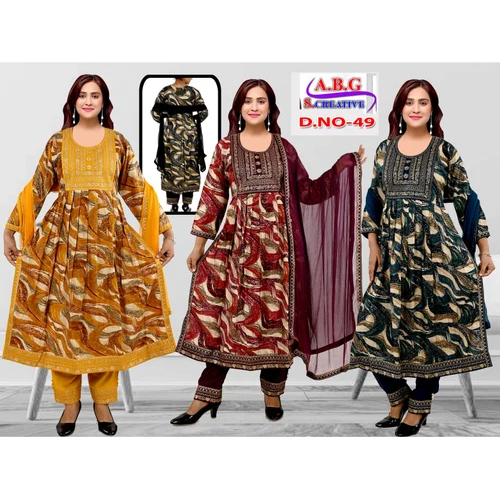 Multicolor Regular Fit Nayra Cut Ladies Kurti
