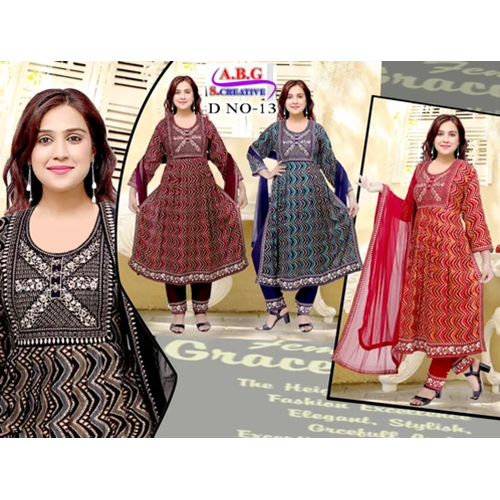 Multicolor Regular Fit Nayra Cut Ladies Kurti