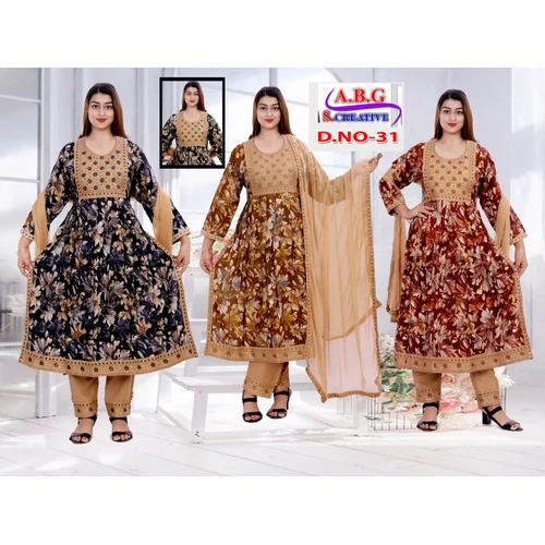 Multicolor Regular Fit Nayra Cut Ladies Kurti