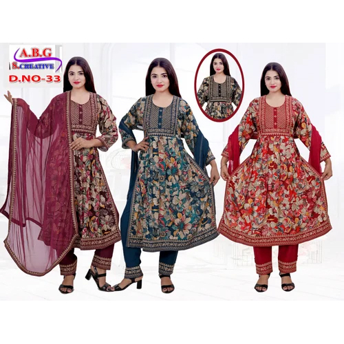 Multicolor Regular Fit Nayra Cut Ladies Kurti
