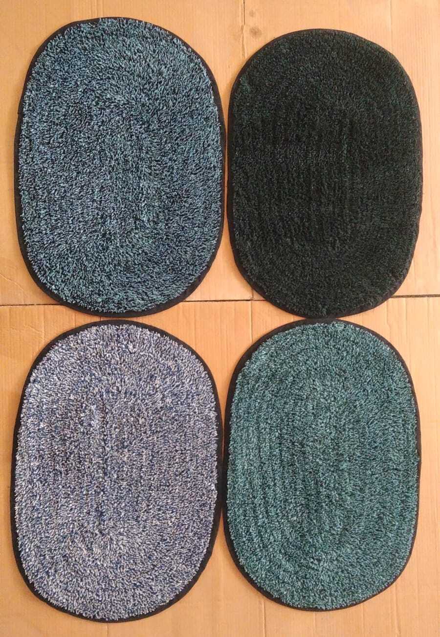 Oval Plain Door Mat - Cotton, 16x24 Inches, Multi-colored With Anti-slip Hot Melt Backing | Customizable Size, Color, Design, Washable, Quick Drying