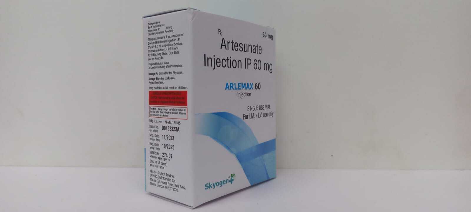 Artesunate 60mg Injection - Intravenous/intramuscular Liquid Formulation | Antimalarial Treatment For Severe Malaria, 1 Vial Per Package