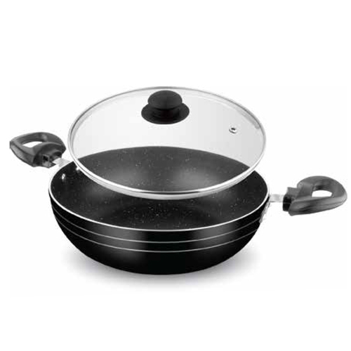 Non Stick Kadhai - High-Quality Metal, 1 to 5 Litre Capacity, Durable Exterior Coating, Non-Stick Interior, Includes Lid, Reliable Warranty, Versatile Thickness Options