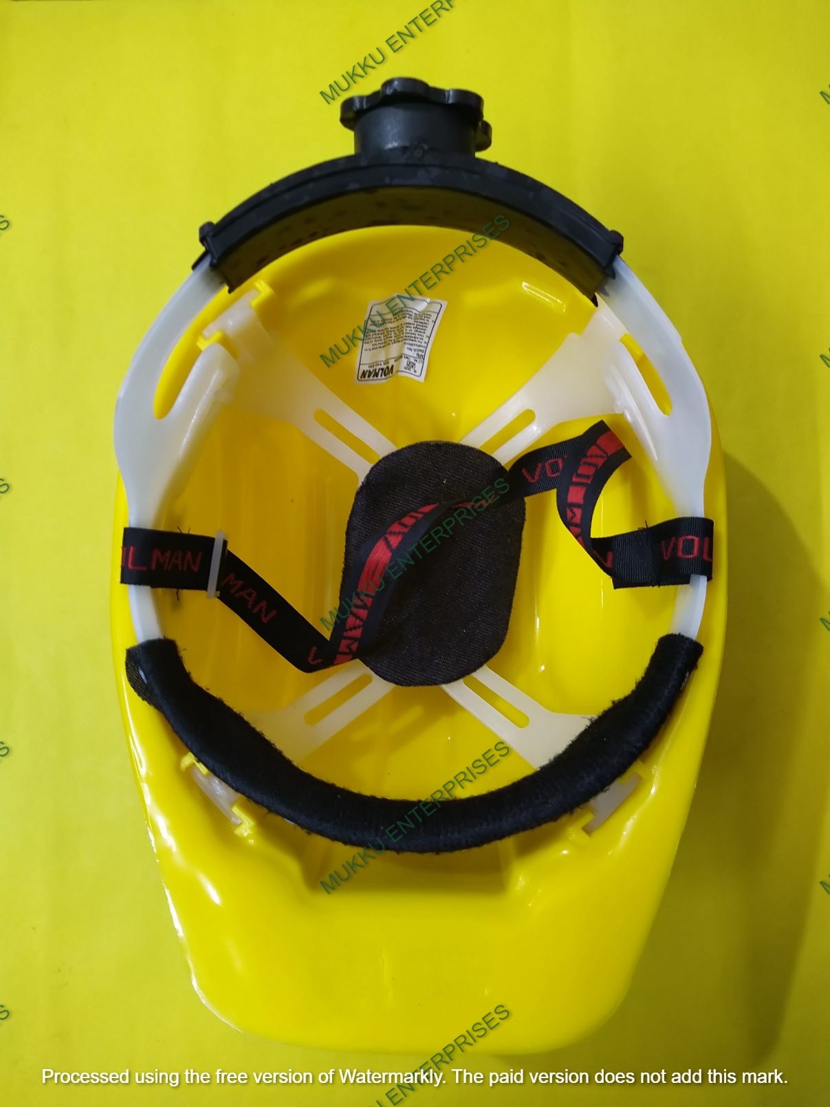 Industrial Safety Helmet - Plastic, Unisex, Yellow Color | Ratchet Adjustment, Waterproof, Reusable