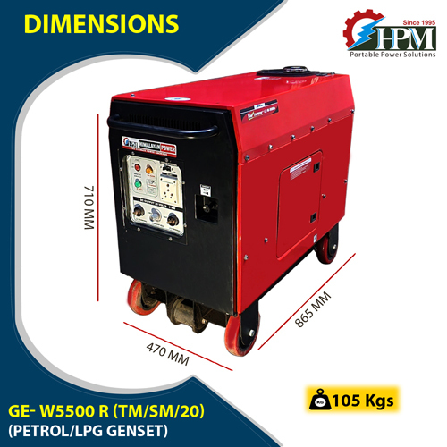 Black & Red Petrol Run 5 Kw Welding Generator 200 Amps Model Hybrid Ge-w5500r Recoil Start