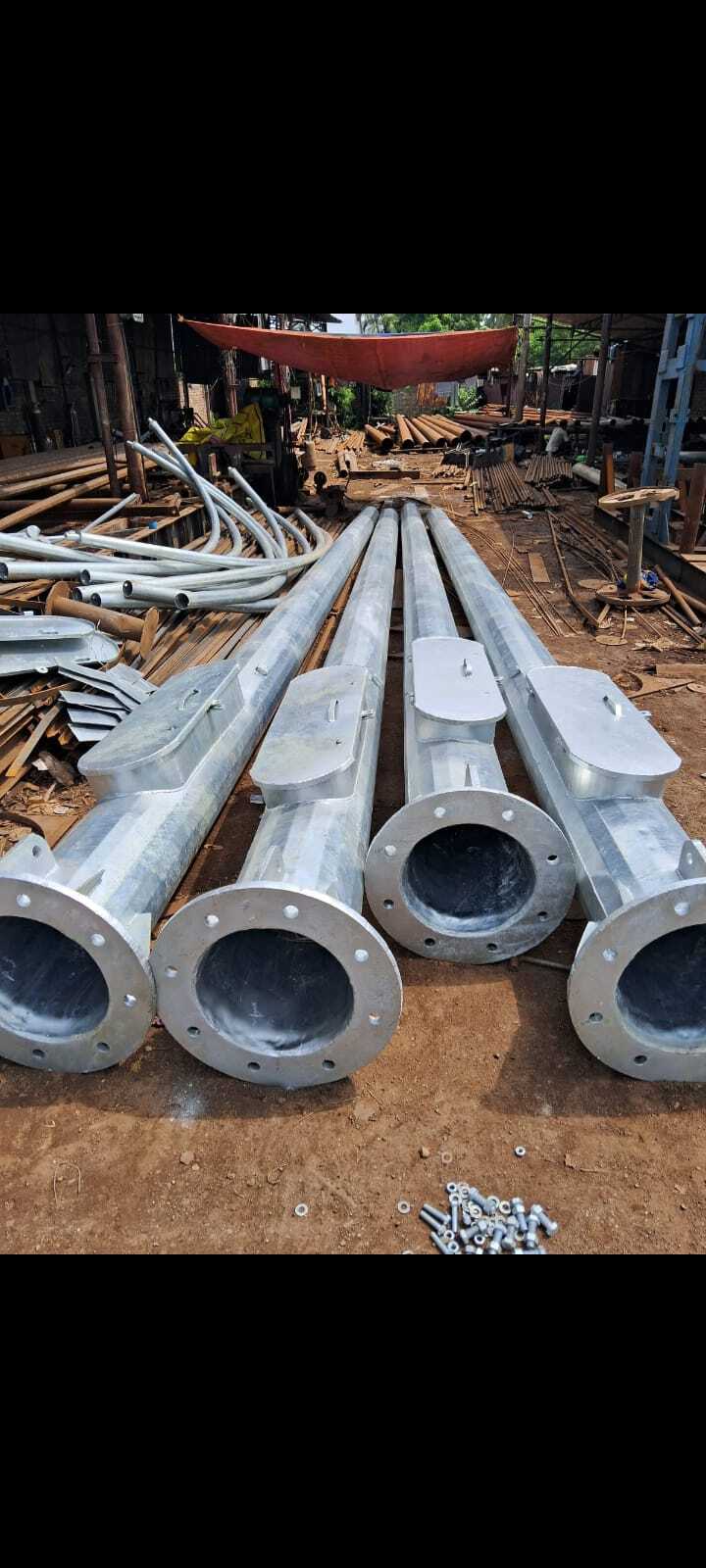 High Mast Lighting Pole - Hot Dip Galvanized, 12.5 Mtr Length, Silver | Heavy Load Resistance, Corrosion Resistant, Wind Resilient