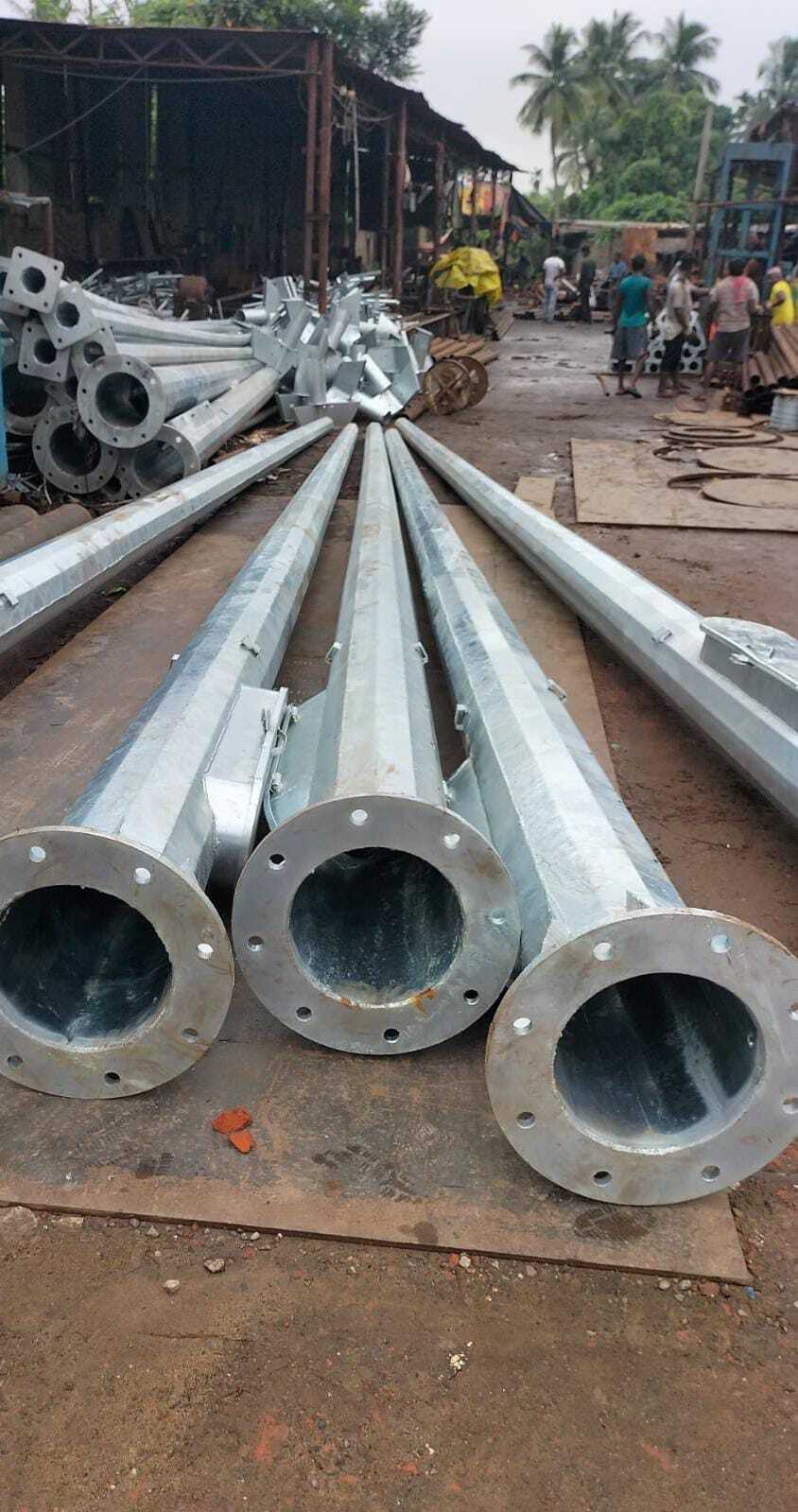 High Mast Lighting Pole - Hot Dip Galvanized, 12.5 Mtr Length, Silver | Heavy Load Resistance, Corrosion Resistant, Wind Resilient