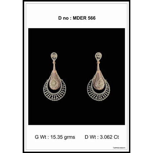 Gold Danglers Diamond Diamond Carat Weight: 3.062 Carat