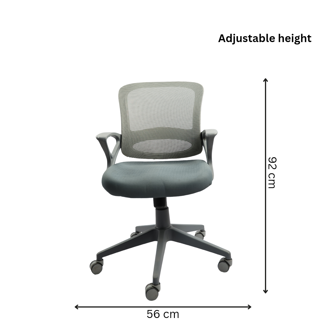 Adhunika Revolving Office Chair With Net Back And Cushion Seat (Grey)