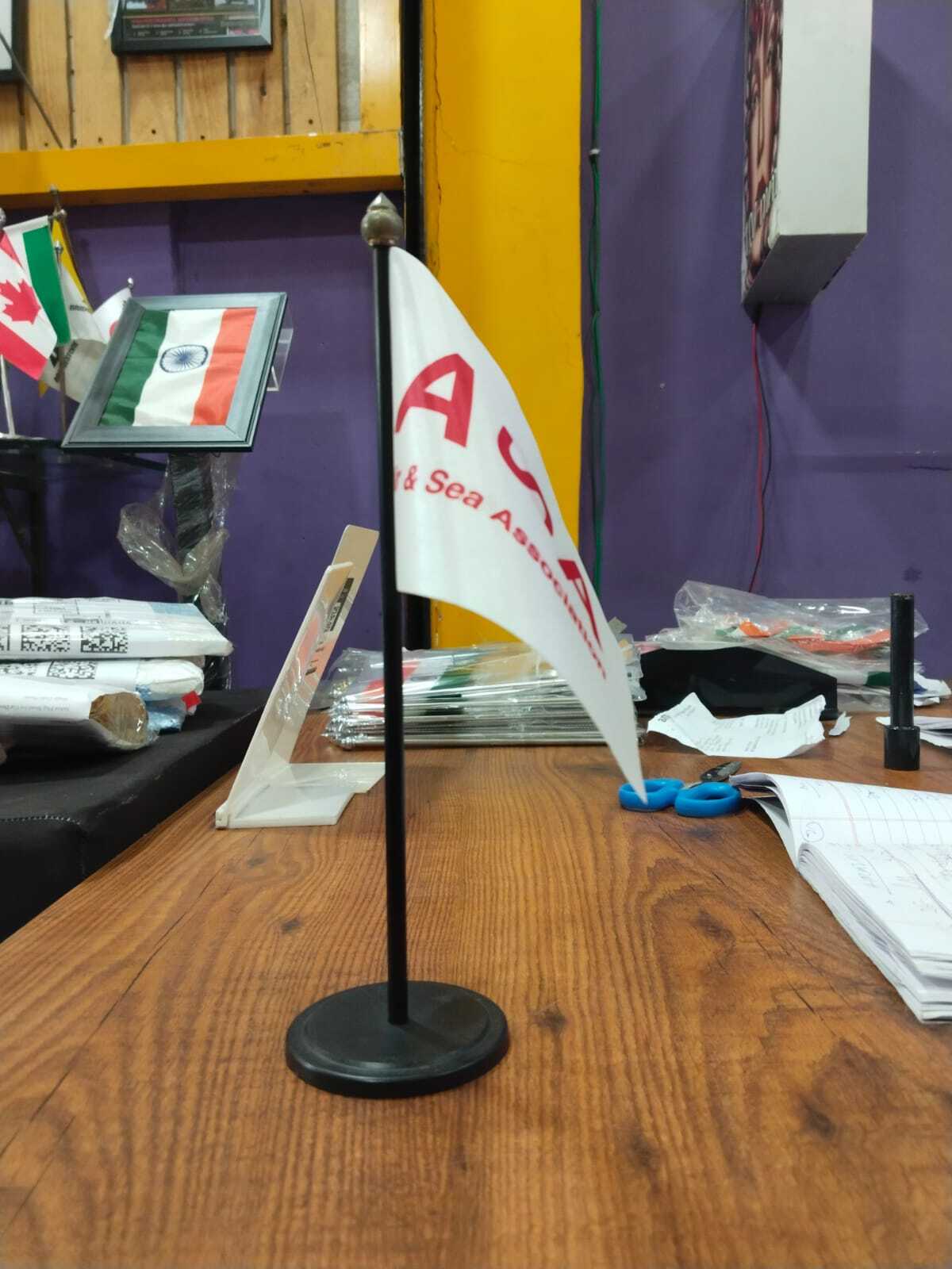 Corporate Table Flags - Flagpole Material: Plastic