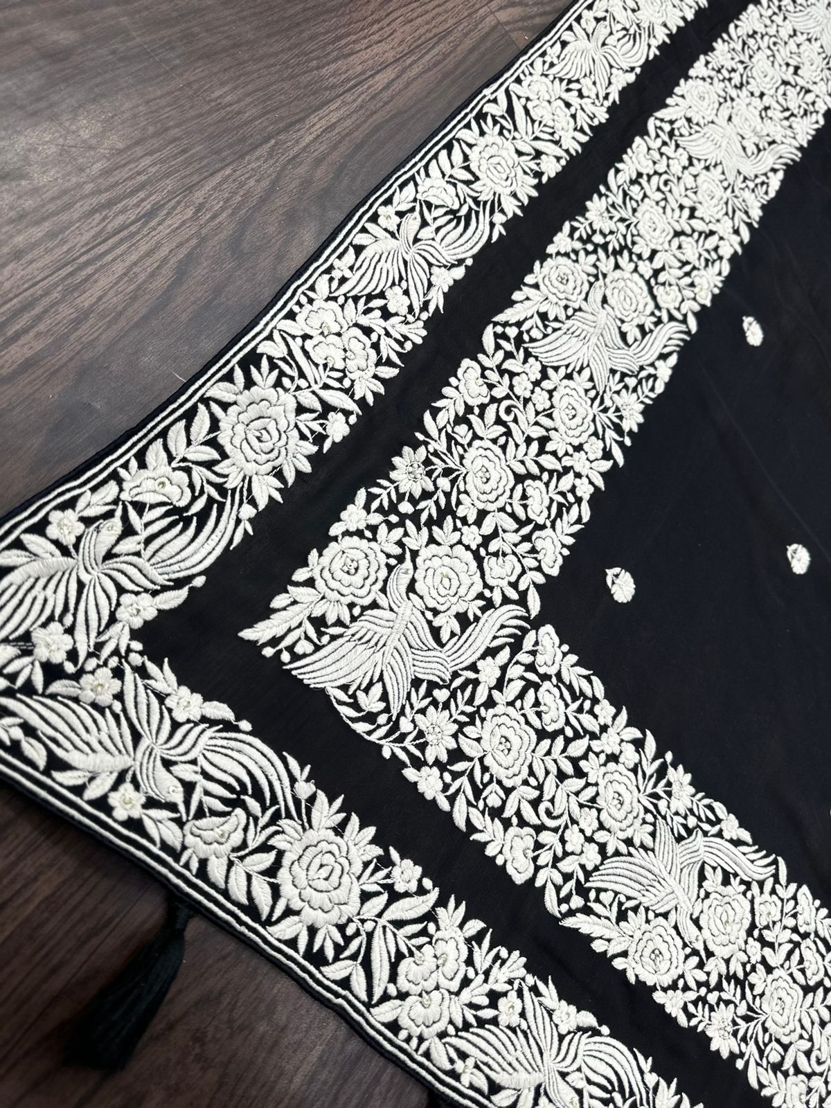 Parsigara Saree - Color: Black Peach Green Blue Skyblue Pista Dark Rama