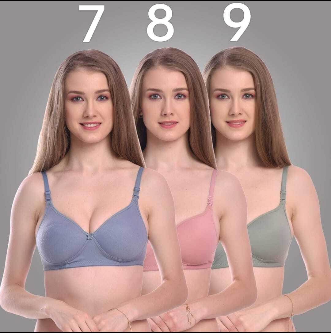 Neha Mold Bra - Cotton, Size 30-40 Inch, Multiple Color Options - Padded Cups, Full Coverage, Wire-free Comfort
