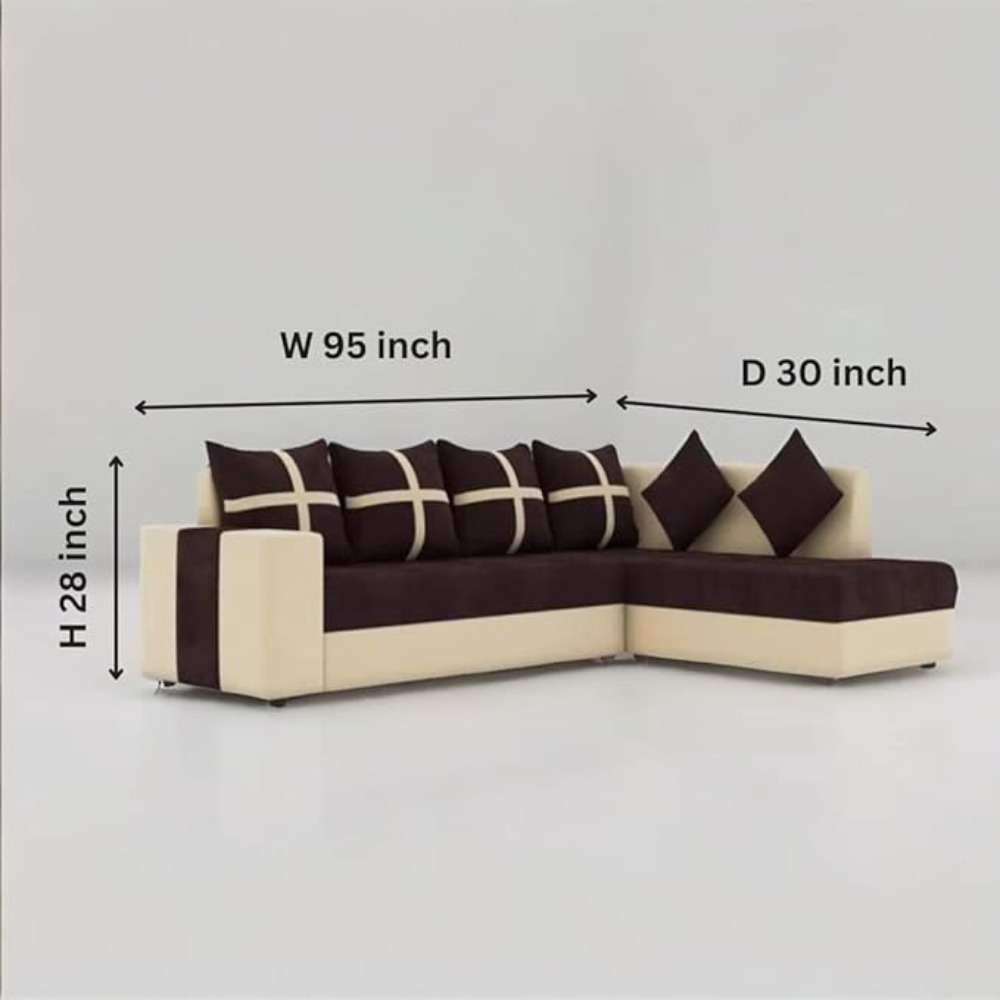 L Shape Sofa Set - Luxurious Velvet Upholstery, Spacious Seating For Modern Living Rooms