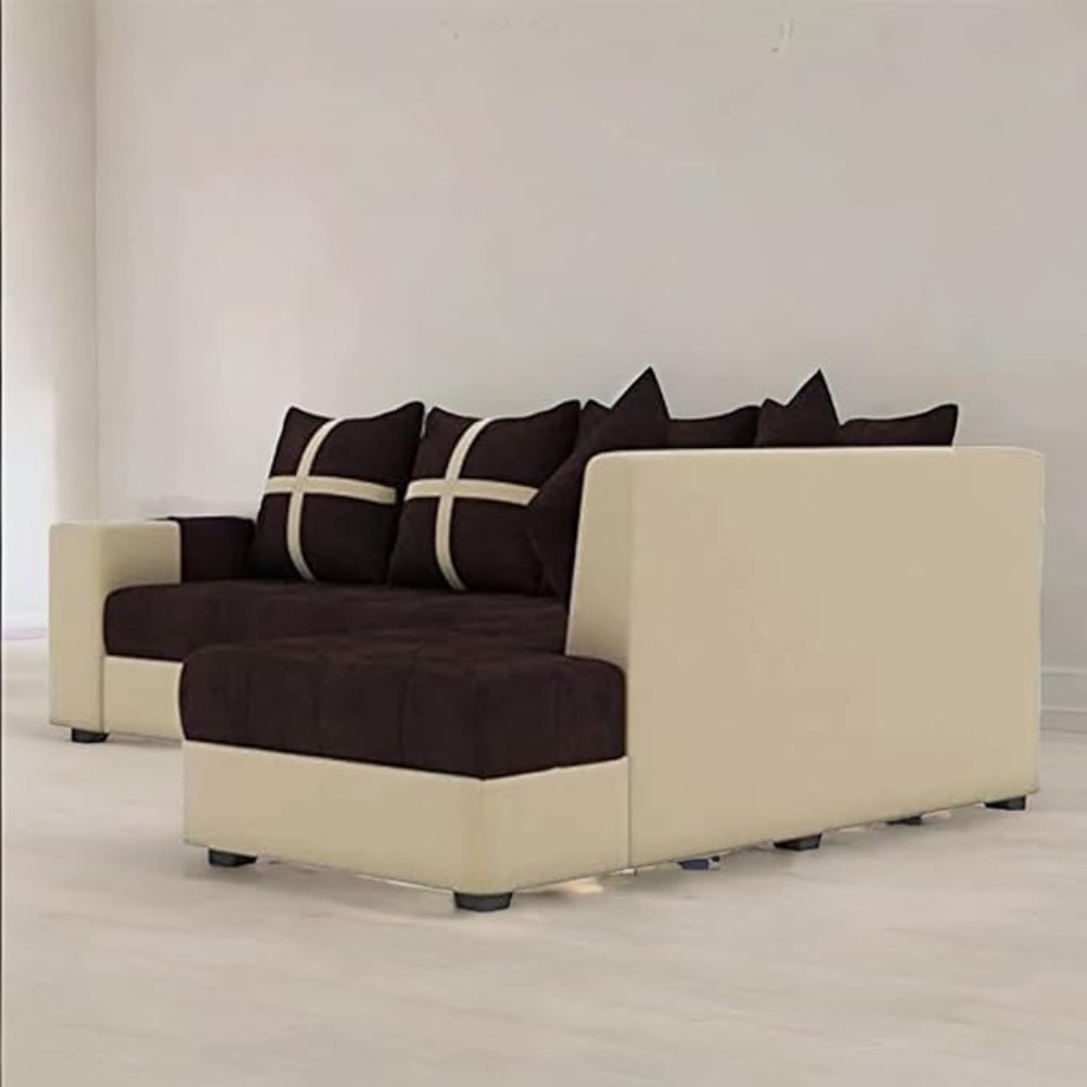 L Shape Sofa Set - Luxurious Velvet Upholstery, Spacious Seating For Modern Living Rooms