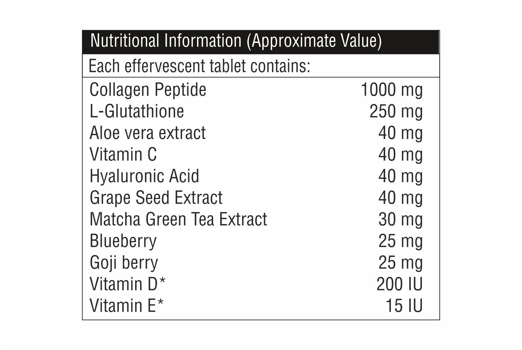 Collagen Peptide With L-glutathione Effervescent Tablet