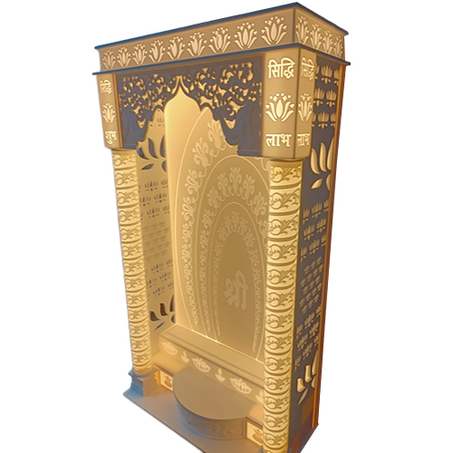 Full Corian Mandir - Pure Corian, Customizable Size, Intricate Hinduism-Themed Carvings | Durable Finish, Elegant Design for Homes and Offices